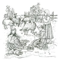 Tiia Toomet. „Karjakuninga mängud”, 2007, tušijoonistus