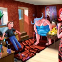 Kristiina Kass. „Õpetaja Kusti kummitab ja teisi jutte”, Tänapäev, 2012, harilik pliiats, arvutitöötlus