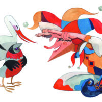 Aprill. Veiko Märka. „Kuidas kuud endale mütsid said“, 2019, akvarell, värvipliiats