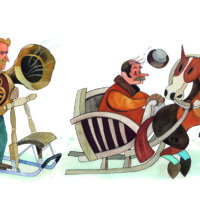 Jaan Rannap. Jaak Urmet. „Hurdast Pärnani“, Post Factum, 2017, akvarell, värvipliiats