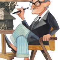 Günther Reindorff. Jaak Urmet. „Hurdast Pärnani“, 2017, akvarell, värvipliiats