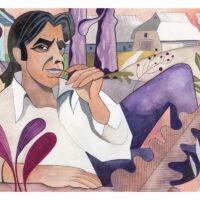 Hando Runnel. Jaak Urmet. „Hurdast Pärnani“, Post Factum, 2017, akvarell, värvipliiats