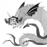 „Üks koll läks ükskord kooli“, Tänapäev, 2018, akvarell ja tušš