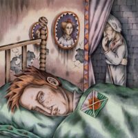 Aino Pervik. „Hädaoru kuningas“, Tänapäev, 2016, harilik pliiats ja akvarell