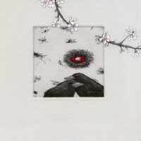 Tia Navi "Väike armastuse lugu", 2018, ofort, tušš, akvarell, guašš