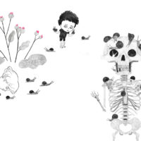 Triinu Laan. John the Skeleton's Goings-On, Päike ja Pilv, 2020, lead pencil, digital treatment