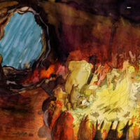 Hasso Krull. "Kiisuke ja veeuputus", Kaksikhammas 2020, akvarell, harilik pliiats