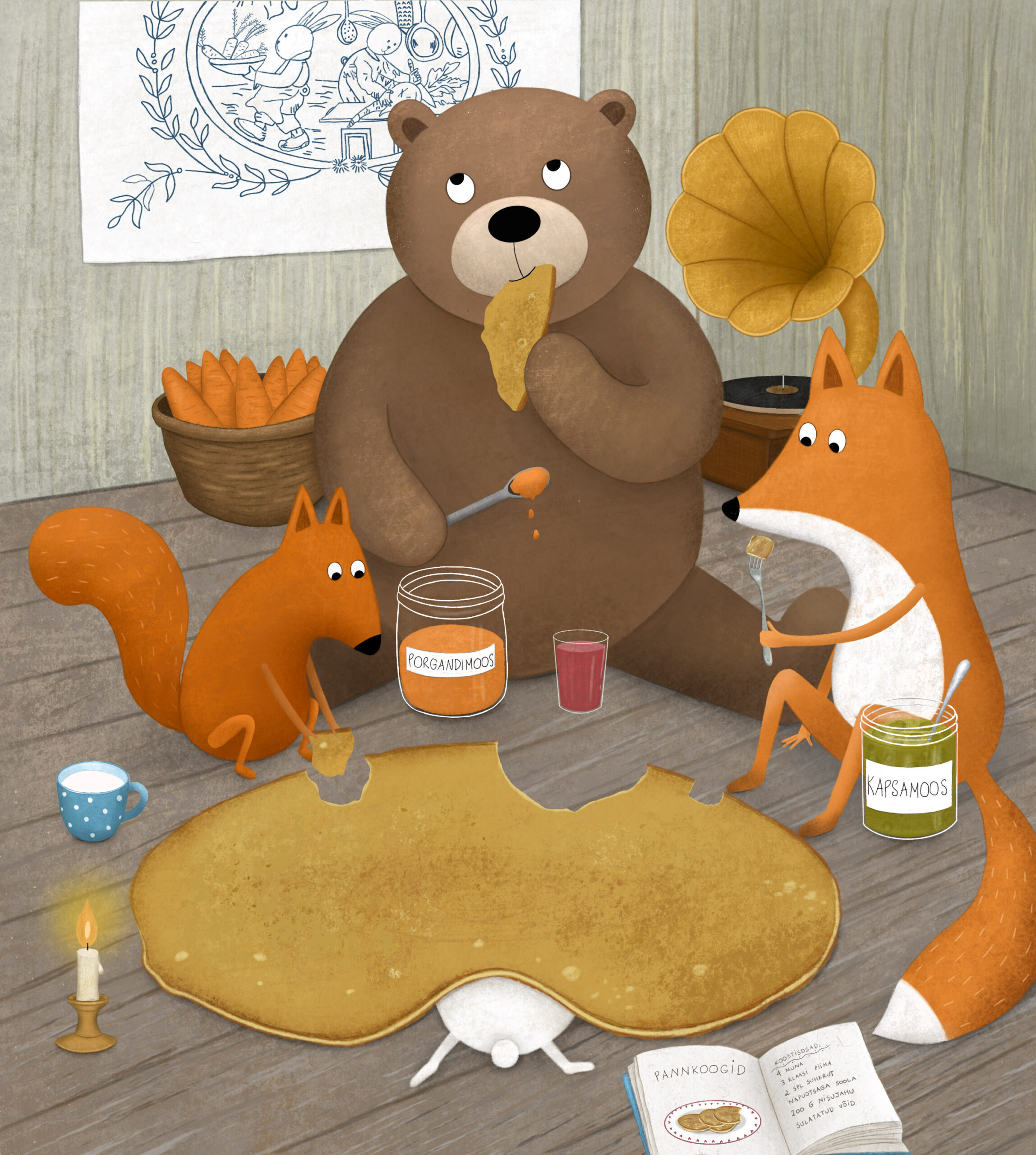 Tuulike Kivestu. „Kuidas metsas pühi peeti“. Koolibri, 2026, digijoonistus