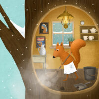 Tuulike Kivestu. „Kuidas metsas pühi peeti“. Koolibri, 2026, digijoonistus